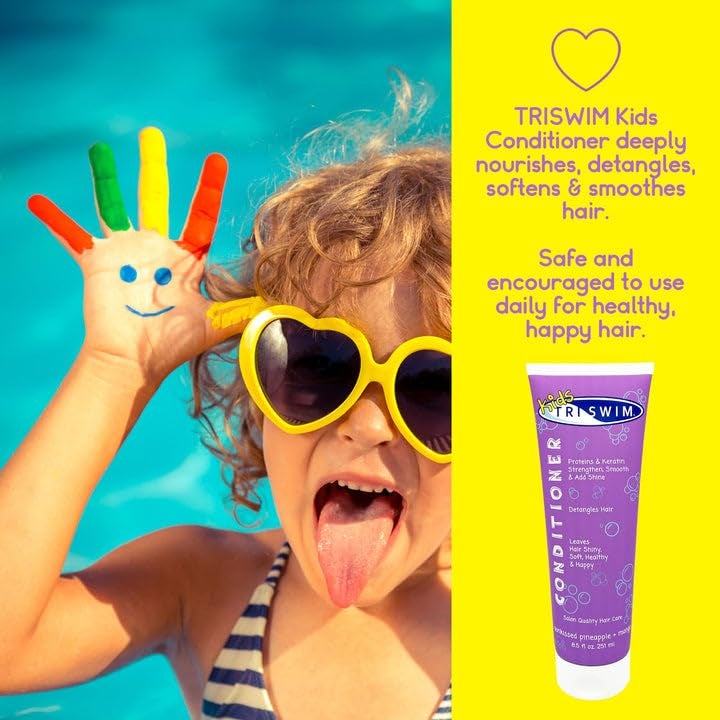 Triswim Kids Shampoo & Conditioner Set – 8.5oz Each | Removes Chlorine, Salt Water, Hard Water | Hydrates, Detangles, Restores | Helps Build Strong and Healthy Hair | For Everyday Use - Image 4